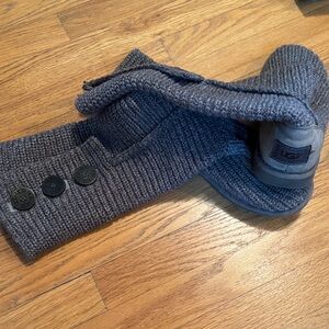 UGG Charcoal Knit Button Boots, size 6.
